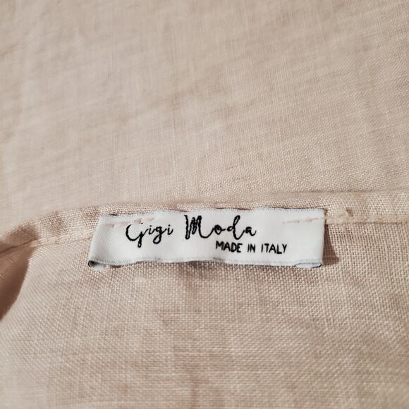 GiGi Moda Italy 100% Linen Dolman Sleeve Poncho Top OS Natural Flax Lagenlook - Picture 6 of 8